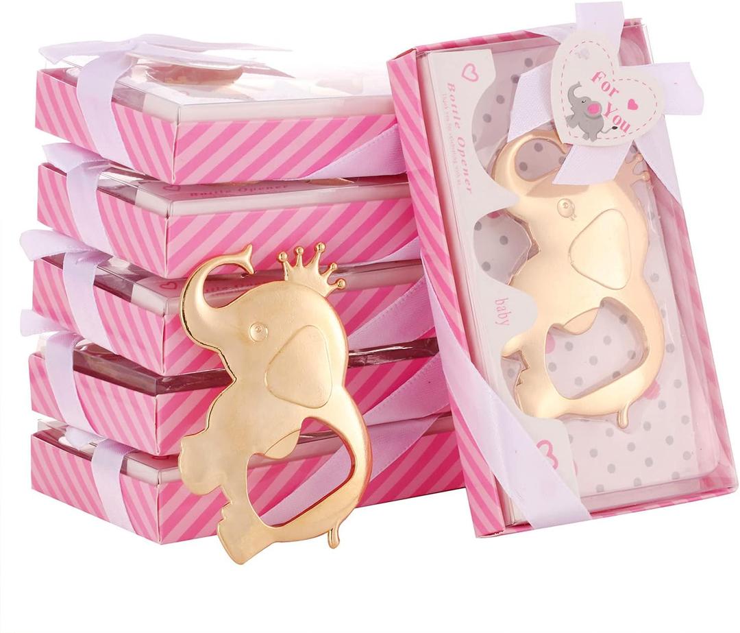 Set of 24 Elephant Baby Shower Favors Bottle Opener, Birthday Party Favors for Guest, Baby Shower Souvenir for Girl, Gender Reveal Party Decoration Supplies (Pink, 24)