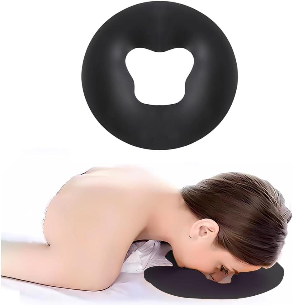 OULIGET Silicone Face Massage Pillow,SPA Beauty Face Relax Headrest,Salon Skin Care Soft Overlay Travel Head Support,Black