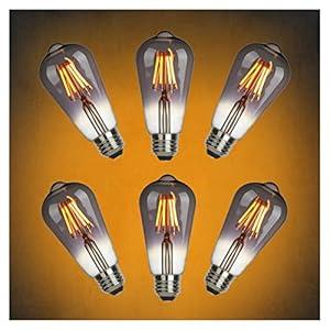 OMED Smoke Grey Dimmable Vintage Edison Bulbs 40 Watt Equivalent, ST58/ ST19 4W LED Light Bulbs with Standard E26 Base, 200 Lumens 2200K Warm White Antique Light Bulbs for Bedroom Kitchen Island