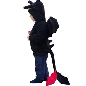 ComfyCamper Adorable Dragon Hoodie for Boys Girls Kids and Adults as Cute Animal Dragon Costume Sweatshirt (8-10 Years, Black)