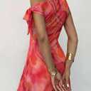 Acelitt Womens Summer Floral Off Shoulder Dress (Orange, M)