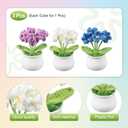 PATIKIL Crochet Flowers, 3 Pcs Knitting Crochet Flowers 6 Head Forget-Me-Nots Potted Plants Handmade Flowers Birthday Wedding Car Gift Home Decor, Purple/Blue