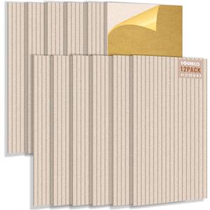 EVERECO 12 Pack Large Acoustic Panels, 47.2×23.6×0.4 inches, Soundproof Panels for Wall, Suitable for Live Broadcast Room, Media Room, Office, Studio&Home(Camel）