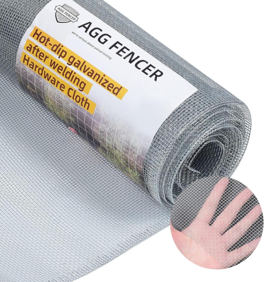 16in x 10ft Hardware Cloth 1/8 inch 27Ga Hot Dipped Galvanized After Welding, Chicken Coop Wire Fence, Welded Metal Fencing Roll Mesh for Bee Screen Garden Plant Poultry Animal Netting Cage