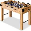 SereneLife 48in Foosball Table, Competition Sized Set with 2 Balls and 2 Cup Holders for Indoor Family Arcade Game Room (Natural)