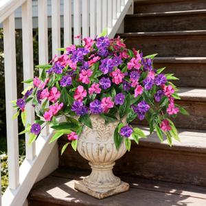 Hommyea Artificial Flowers for Outdoor, 2 Bundles UV Resistant Fake Plants Decoration Realistic Faux Silk Flowers No Fade Plastic Flowers for Outside Planters Home Porch Patio Yard Garden Decor