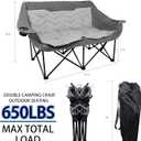 Double Camping Chair Camping Couch 2 Person Camping Chair, Folding Padded Loveseat for Two Adults, Outdoor Camp Foldable Seat Sofa for Lawn Bonfire, Portable Sillas for Living Room, 2 Seater Pod Chair