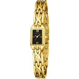 JIANDUN Classic Vintage Square Gold Tone Women Bracelet Watch with Adjustable Band, Water-Resistant