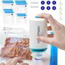 Handheld Vacuum Sealer, Portable Vacuum Sealer for Food, Save Sealer Food Vacuum Kit with 10 Reusable Sous Vide Bags White