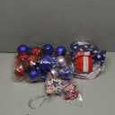 Seematn 78 Pcs Patriotic Christmas Tree Decorations Red White Blue Holiday Ornament Kit with Bows Balls Wooden Hanging Ornament Tree Skirt American Flag Xmas Decor for Christmas Patriotic Party