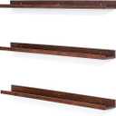 MBYD 36 Inch Wood Floating Shelves Wall Mounted Deep Walnut Picture Ledge Shelf Nursery Book Shelves for Home Decor for Bedrooms, Office, Living Room, Kitchen, 3 Same Sizes