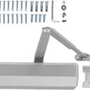 Automatic Door Closer Heavy Duty Hydraulic Aluminum Alloy Surface Mounted Home Door Closer Commerical UL 3-Hour Fire Rating ANSI Grade 1 Adjustable Speed Spring Size 2-5 Door Weight 44-330 Lbs