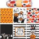 36 Pcs Halloween Reusable Paper Towels Rolls Washable Bulk Halloween Boo Ghost Pumpkin Kitchen Dish Towels Paperless Reusable Cloth Cotton Napkins with Cardboard for Kitchen Bathroom