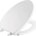 Delta Faucet Morgan Elongated Slow-Close White Toilet Seat with Non-Slip Seat Bumpers, White 811903-WH