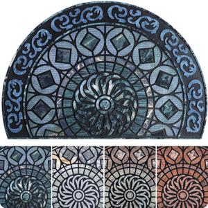 ubdyo Warm Stylish Front Door Mat - Low Pile Front Door Mat Outside Entrance - Muddy Dirt Trapping Welcome Matt Outdoor - Rubber Backing Anti Slip Indoor Doormat Entrance - Large 23" 'x 36" (Xl Blue Round)