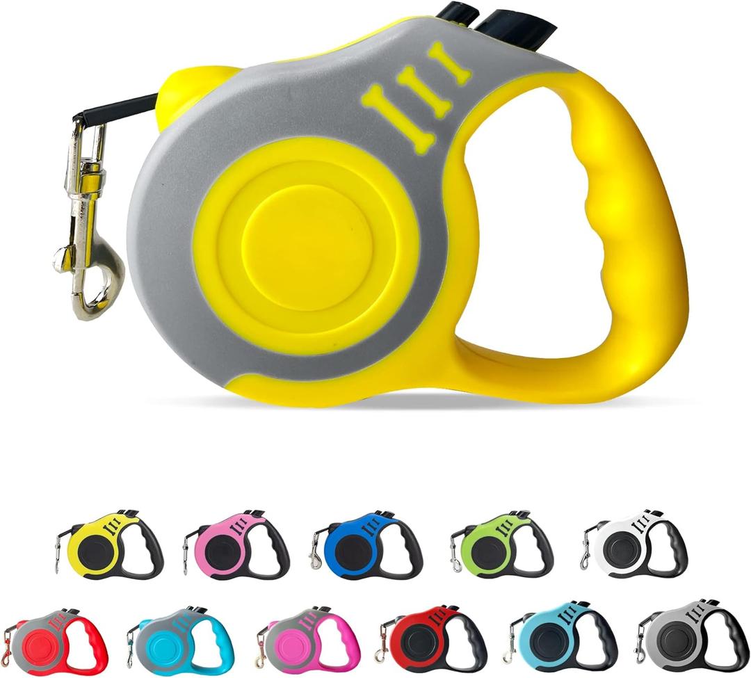 Retractable Dog Leash Automatic Telescopic Tractor Dog Tape, Pet Tape 10 FT Durable and Convenient, with Non-Slip Handle, Suitable for Small and Medium-Sized Dogs (Gray-Yellow)