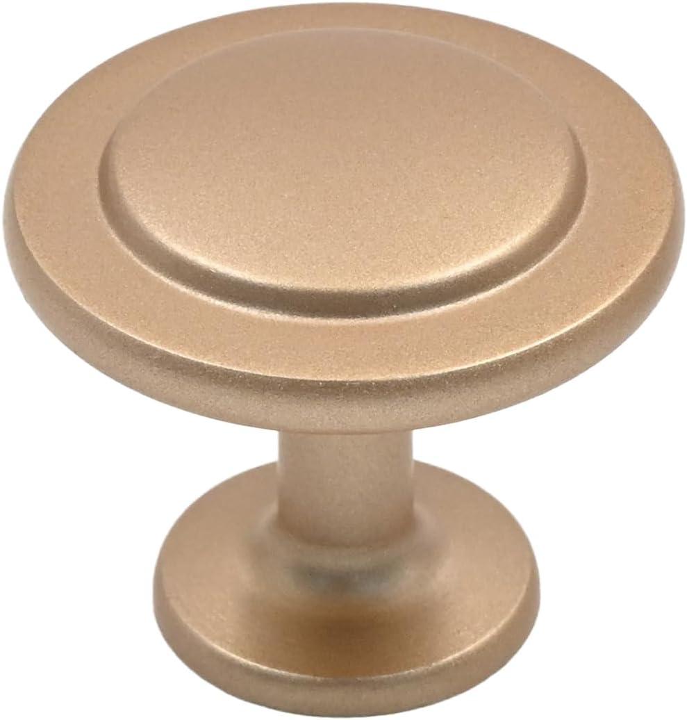 Alzassbg 10 Pack Champagne Copper Cabinet Knobs, 1-1/4 Inch Diameter Round Kitchen Knobs for Cabinets and Drawers AL6012SCG