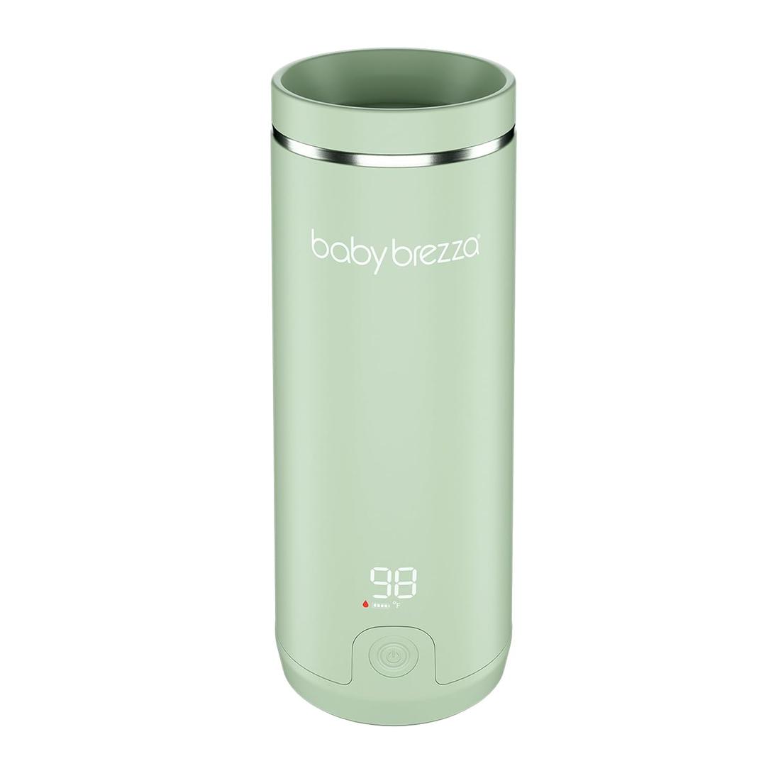 Baby Brezza Portable Warmer 3X Faster Baby Bottle Warming - Travel Breastmilk and Formula Warmer - Safe, Even Heating - Up to 9oz - No Adapters, Grey (Green)