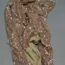 JWJP&CCYIQI Long Sleeve Sequin Bodysuit Glitter Sparkle One Piece Top with Sheer Mesh Thong ,S