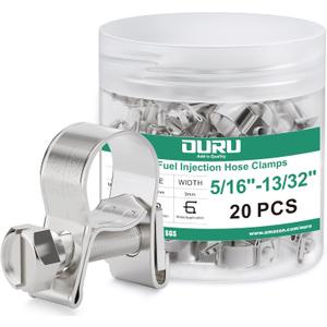 Fuel Line Clamp 304 Stainless Steel,20PCS Adjustable 5/16"-13/32" Dia (8-10mm) Mini Fuel Injection Gas Line Hose Clamps,Pipe Clamp for Automotive,Diesel Petrol Pipe