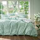Bedsure Duvet Cover Queen Size - Reversible Green Queen Duvet Cover Set with Zipper Closure, 3 Pieces Floral Patterned Bedding Set with 8 Corner Ties and 2 Pillow Shams (Queen (90" x 90"), 00 - Sage Green (No Comforter))