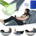 Lunix LX5 4-Piece Support for Shoulder & Upper Body Rest, Orthopedic Bed Wedge Pillow Set, Elevated Memory Foam for Post-Op Recovery & Sleep Comfort, Stone Navy with Aloe Vera