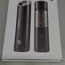 Gravity Electric Salt and Pepper Grinder Set, Adjustable Coarseness, Warm LED Light, One-handed Automatic Operation, Battery Powered, Black, Electric Pepper Mills