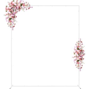 Wokceer Wedding Arch Backdrop Stand Square 7.2 x 6 FT Wedding Arches for Ceremony Metal Balloon Arch Frame for Wedding Birthday Party Garden Arbor Anniversary Event Decor (White)