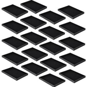 Quelay Velvet Stackable Jewelry Tray Showcase Display, Jewelry Organizer Tray Bracelet Ring Earring Necklace Organizer Empty Plate for Drawers Countertop (Black,20 Pcs)