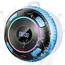 Hupoaf Bluetooth Shower Speaker, Wireless Bluetooth 5.3, HD Sound, Portable Speaker with Suction Cup/Hook, IPX7 Waterproof, with LED Light/Time Display, for Bathroom/Outdoor/Party/Beach/Kayak/Gift