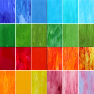 LITMIND 24 Sheets Vibrant Stained Glass Variety Pack  6 x 4 Inch Tiffany Style Opaque Art Glass for Mosaic & DIY Crafts