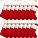 Fovths 16 Pack Christmas Felt Stockings Red Xmas Stockings 15 Inches Xmas Hanging Stockings Holiday Party Favors Stockings for Christmas Tree Fireplace Decoration