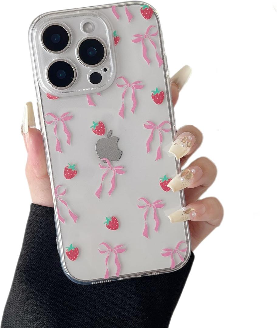 ZTOFERA for iPhone 14 Pro Max Case Clear,Cute Love Heart Ribbon Bow Tie Aesthetic Phone Case,Transparent Trendy Slim Soft Shockproof Protective Phone Cover for Women Girls,Blush