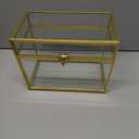NCYP Small Glass Card Box with Lid for Wedding Reception - 9.8" x 5.6" x 7.7" Rectangle Storage Terrarium for Party Wishwell Keepsake, Gold, Tabletop Decor (Glass Box Only, No Slot, No Lock)