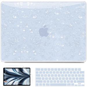 B BELK Compatible with MacBook Air 13 inch Case M5 2026 2025-2022 M4 M3 M2 A3449 A3240 A3113 A2681, Plastic Hard Shell+Keyboard Cover+Screen Protector for MacBook Air 13.6 inch Case, Shiny Blue Pearl