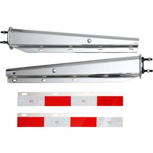 Chrome Straight Spring Loaded Mud Flap Hanger 2.5" Bolt Spacing,30" Length.13inch Length Enhanced Spring Inside. with 2pcs Reflective Plate