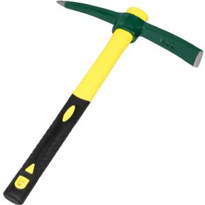 Forged Adze Pick, Weeding Mattock Hoe, Pick Axe 15-Inch, One Piece Intact Drop Forged, Plastic Coated Fiberglass Handle, 1.4LB