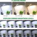 LED Reading Light with Clip, Desk Lamp 48 LEDs 2600mAh Battery USB Rechargeable Book Lights Stepless Adjustable Brightness Eye Protection Table Lamps for Bed Headboard, Home, Office - Black