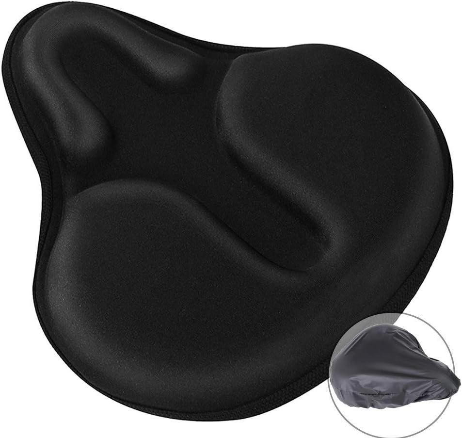 Gel Bike Seat Cushion Cover for Comfort Big Size and Breathable Fits Cruiser Bicycle and Stationary Exercise Bikes Indoor Outdoor Cycling