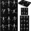 Preboun 3 Pack Halloween Skull Bathroom Towels Set Halloween Hand Towels for Bathroom Skeleton Bath Towels Dancing Skeleton Body Dish Towels Absorbent Fingertip Towel for Kitchen Hotel Beach Gym Spa (Black, White)