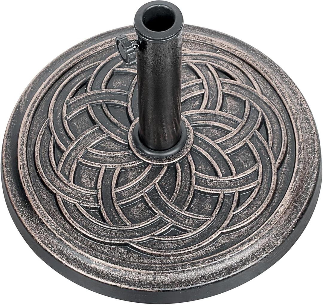 YSSOA 24.2 LBS 17.7" Market Umbrella Base Heavy Duty Round Patio Umbrellas Stand for Outdoor, Lawn and Garden, Deck, Bronze (17.7", Retro-Bronze)