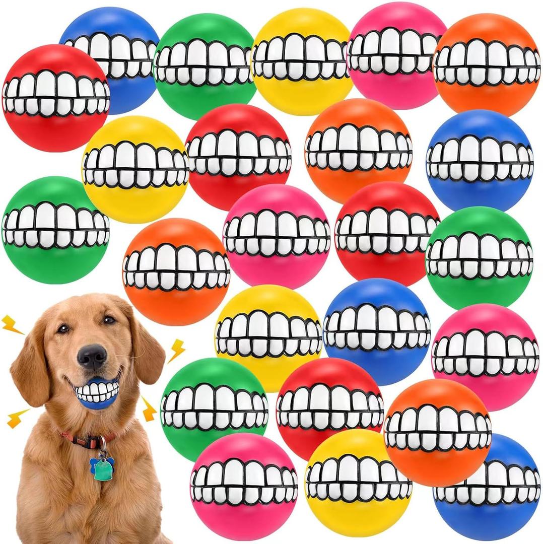 Foilswirl 24 Pcs Dog Squeaky Tennis Balls Bulk 2.95 Inch Interactive Pet Toy Ball Dog Chewing Toy for Large Medium Small Puppy Training and Practice Pet