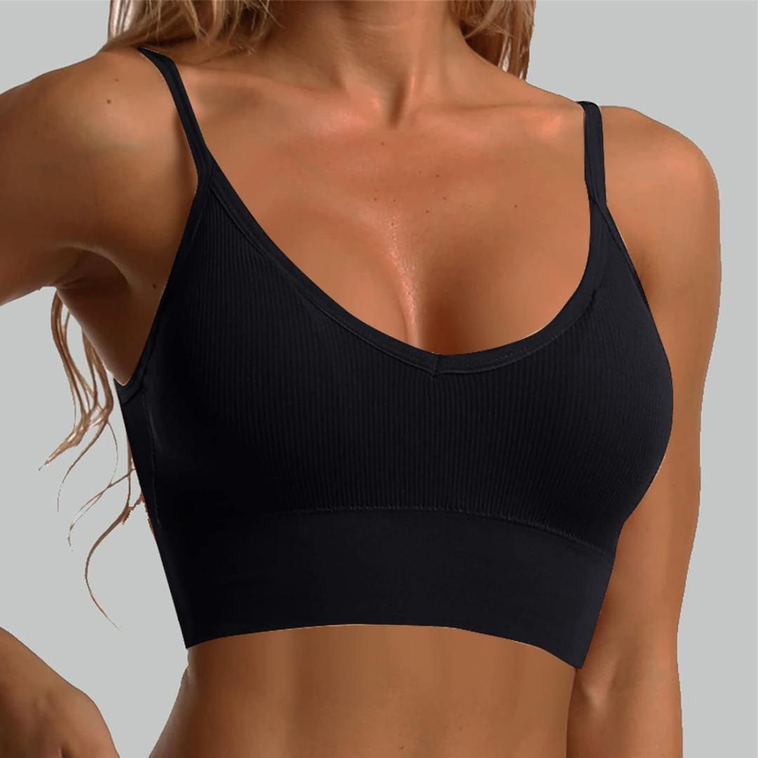 Women Padded Sports Bra,6pcs Fitness Workout Running Shirts Yoga Tank Top Seamless Bra Crop Top, Asssorted Colors,   XL