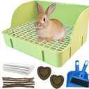 Guinea Pig Litter Box,Bunny Plastic Square Cage Toilet with Grate Rabbits Corner Litter Bedding Small Animal Pet Toilet Box Potty Trainer Pet Pan for Guinea Pig Ferret Chinchilla(Green)
