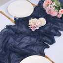 8 Pack Navy Blue Cheesecloth Table Runners 21x120 Inch Boho Gauze Table Runner 10FT Long Rustic Sheer Navy Table Runner for Baby Shower,Wedding,Party,Birthday,Home Table Decor