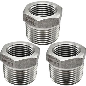 Beduan Stainless Steel Reducer Hex Bushing, 3/4" Male NPT to 1/2" Female NPT, Reducing Cast Pipe Adapter Fitting(Pack of 3)