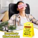 4 x Funny Office Desk Sign - Small Fun Gag Cubicle Decor Inspirational Positive Gifts for Boss Day White Elephant Christmas Stocking Stuffers Women Men Team Coworker Teammate Employee