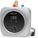 Mini Tank Water Heater Electric 2.5 Gallon Under Sink Instant Hot Water Heater with LED Dsiplay,T&P Valve,3-Way Diverter,110V 120V Point Of Use Water Heaters for Kitchen RV Bathroom Gray