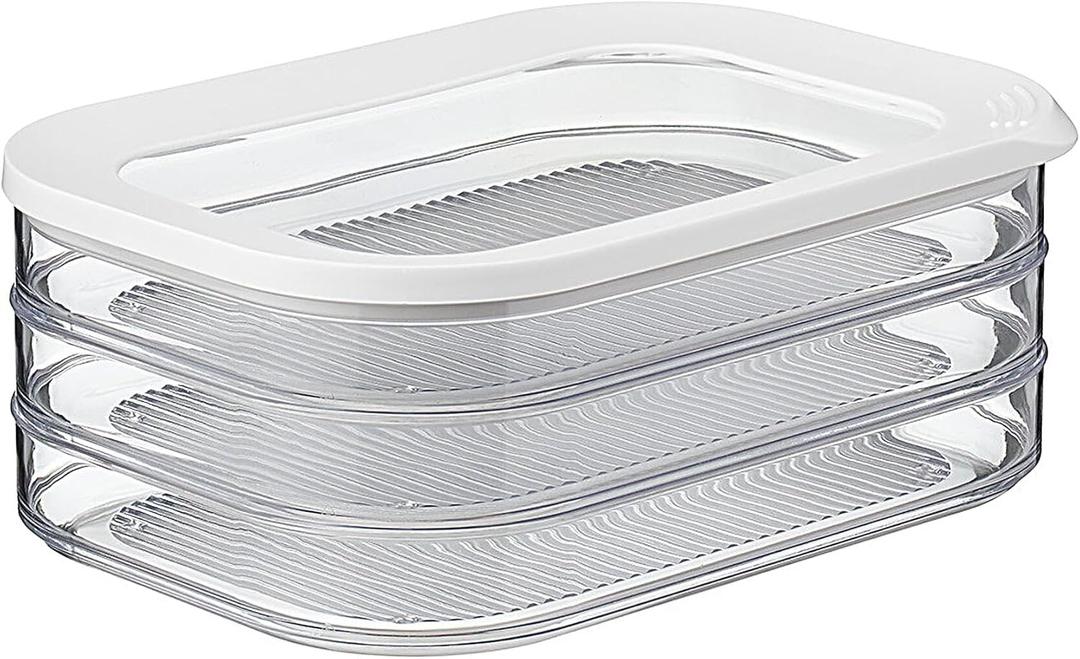Mepal Modula Rounded Food Storage Box with Lid Set of 3 | Ideal for Cold Cuts, Cheese, and More | Stackable design | Transparent Framed Lid | BPA-Free, Nordic White (17oz/500ml)