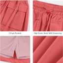 luvamia Skorts for Woman High Waisted Cargo Pocket Elastic Waist Fast Dry Casual Hiking Tennis Sports Skirts with Shorts (Pink, XXL)